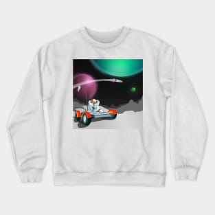 Astronaut Relaxes in Moon Rover Crewneck Sweatshirt